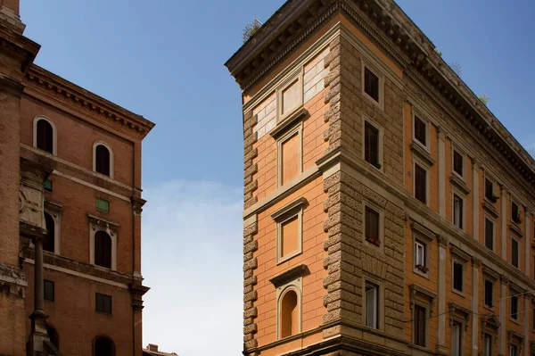 Nézet Hagyományos Épületek Bemutató Olasz Építészeti Stílus Rómában — Stock Fotó