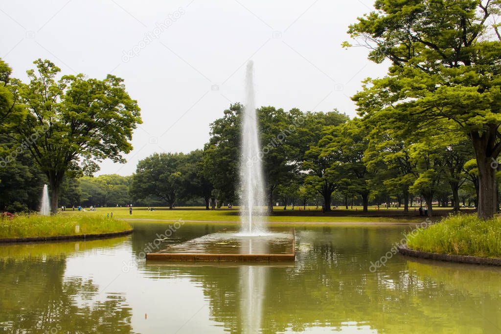 Water fountain in Yoyogi Park in Tokyo