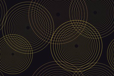 İnce çizgi çemberleriyle yapılmış, soyut, pürüzsüz arka plan deseni. Basit, modern ve geometrik vektör sanatı.