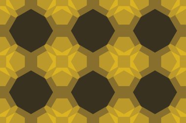 Kusursuz, soyut arkaplan deseni. Çiçek soyutlamasında saydam geometrik şekillerle yapılmış. Dekoratif, sarı ve yeşil renkli modern vektör sanatı.