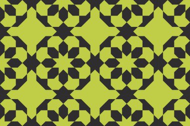 Kusursuz, soyut arkaplan deseni. Çiçek soyutlamasında geometrik şekillerle yapılmış. Dekoratif, yeşil tonlu modern vektör sanatı.