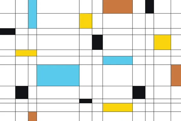 Soyut, dikdörtgenler ve çizgilerle yapılmış kusursuz desen. Renkli ve modern vektör sanatı.