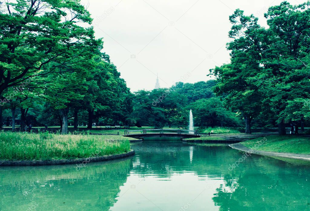 Water fountain in Yoyogi Park in Tokyo