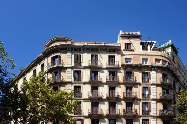 Вид Традиційні Історичні Типові Житлові Будівлі Барселоні Показують Іспанський Каталонський — стокове фото