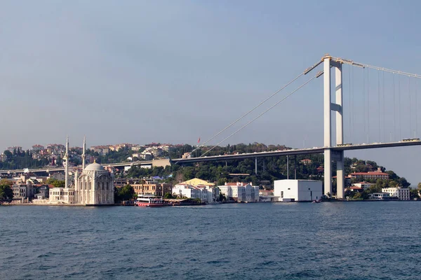 Vue Vieille Mosquée Historique Ortakoy Par Bosphore Pont Côté Européen — Photo