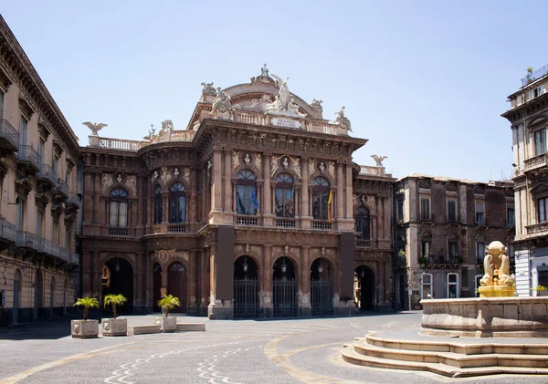 Vista Del Edificio Teatro Massimo Bellini Que Está Decorado Con — Foto de Stock
