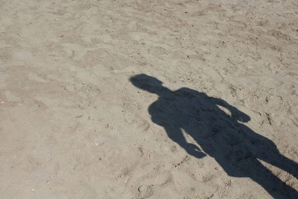 Shadow Man Standing Sand Background — Stock Photo, Image