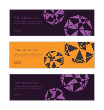 Ağ afişi tasarım şablonu soyut arkaplanlardan oluşmaktadır. Teknoloji soyutlamasında üçgen şekiller yapılmıştır. Sarı ve mavi renkli dekoratif ve geometrik vektör sanatı.