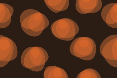 Kusursuz, organik geometrik şekillerle yapılmış, turuncu ve koyu kahverengi renklerle soyutlanmış arkaplan deseni. Modern, eğlenceli vektör sanatı.