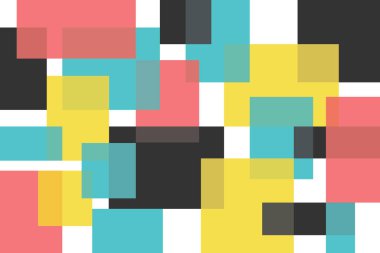 Renkli kompozisyonda dikdörtgen şekillerle yapılan soyut arkaplan deseni. Modern ve eğlenceli vektör sanatı.