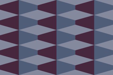 Kusursuz, soyut arkaplan şablonu eşkenar şekillerle yapılmış. Mavi ve pembe renkli geometrik ve dekoratif vektör sanatı.