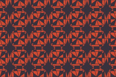 Kusursuz, soyut arkaplan deseni geometrik şekillerle yapılmış mavi ve turuncu renklerde dekaragonlar oluşturuyorlar. Dekoratif vektör sanatı.