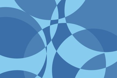 Soyut, arka plan şekli dairesel geometrik şekillerle yapılmış. Modern vektör sanatı mavi tonlarda.