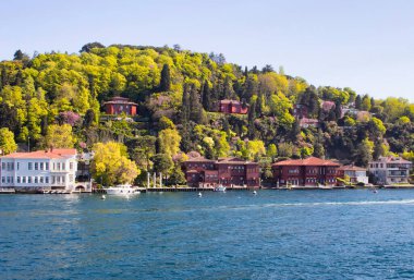 İstanbul 'un Asya yakasında tekne turundan bir mahalle manzarası