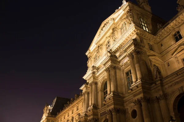 Vista Nocturna Del Museo Del Louvre Muse Louvre — Foto de Stock
