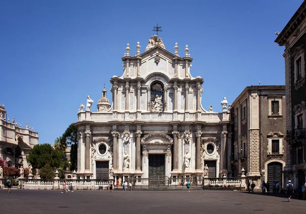 View Cathedral Sant Agata Piazza Del Duomo Catania Italy Prominent — Stock Photo, Image