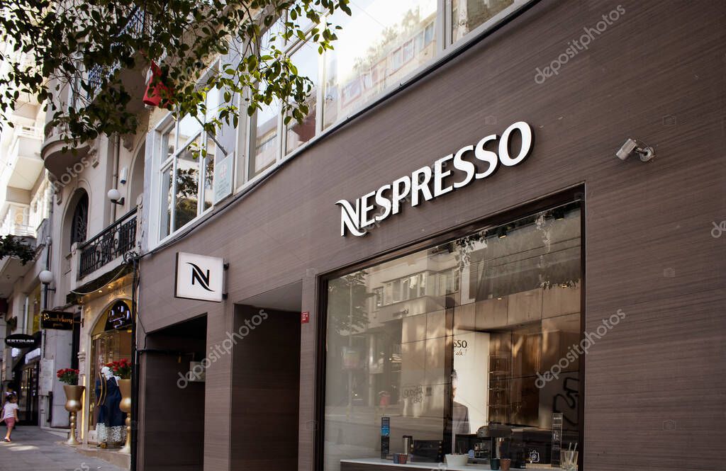 Signage and store window of famous coffee machine brand's store in Nisantasi / Istanbul that is a popular shopping and residential district.