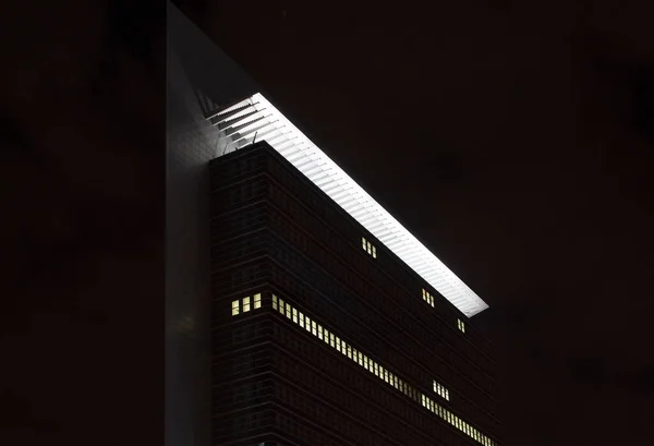 Vue Nuit Gratte Ciel Moderne Francfort — Photo