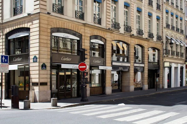 Calle Comercial Lujo Rue Saint Honore París Tiendas Marcas Famosas — Foto de Stock