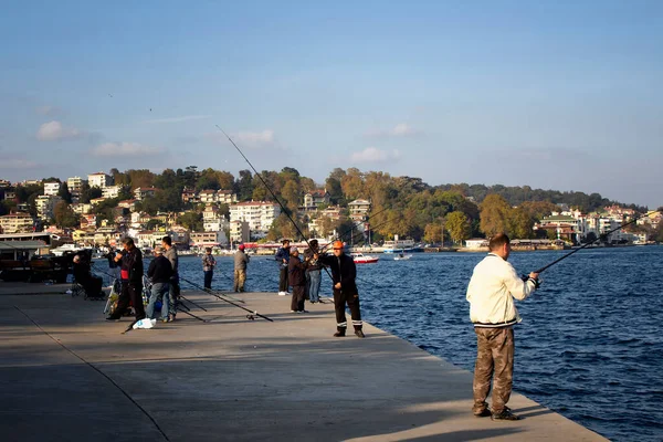 Fisherman Bosphorus Strait Istanbul — Stock Photo, Image