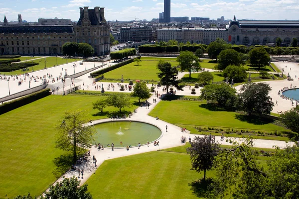 Αεροφωτογραφία Του Jardin Des Tuileries Και Του Αστικού Τοπίου Του — Φωτογραφία Αρχείου
