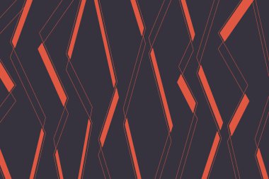 Bitkilerin soyutlanmasında geometrik şekillerle yapılan soyut arkaplan deseni. Turuncu ve mor renkli modern, basit ve minimal vektör sanatı.