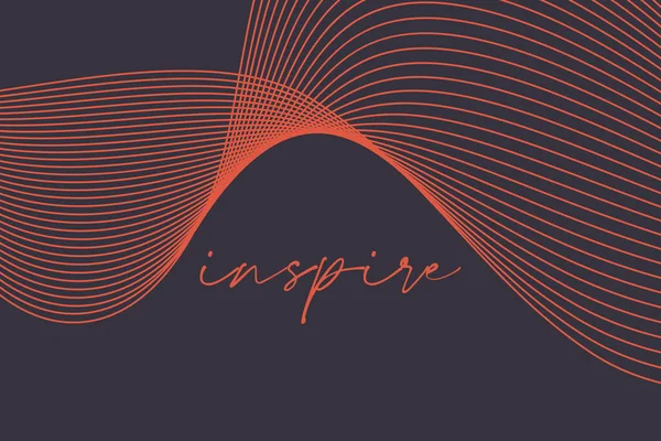 オレンジとグレーの波線が繰り返される言葉 Inspire のモダンでシンプルでエレガントなグラフィックデザイン 手書きのタイポグラフィ — ストックベクタ
