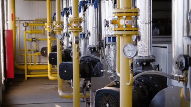 Boiler room or a technical room with hot pipes. — Stock Footage Boiler room or a technical room with hot pipes. Royalty Free Stock Video