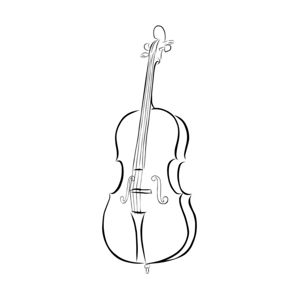 Line Art Violoncello Hudební Nástroj Vektor — Stockový vektor