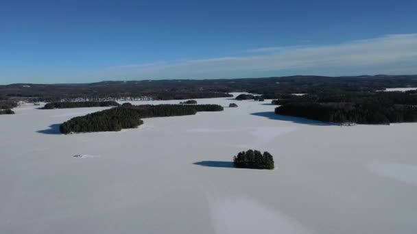 Bevroren Meer Winter Drone Opnames — Stockvideo