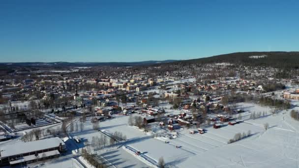 Smedjebacken Schweden Winter Drohnenaufnahmen — Stockvideo