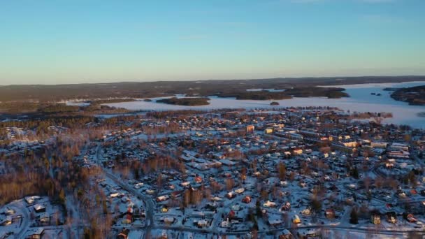 瑞典冬季无人驾驶飞机镜头 — 图库视频影像