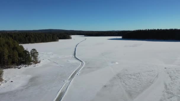 Winter Weg Meer Drone Beelden — Stockvideo