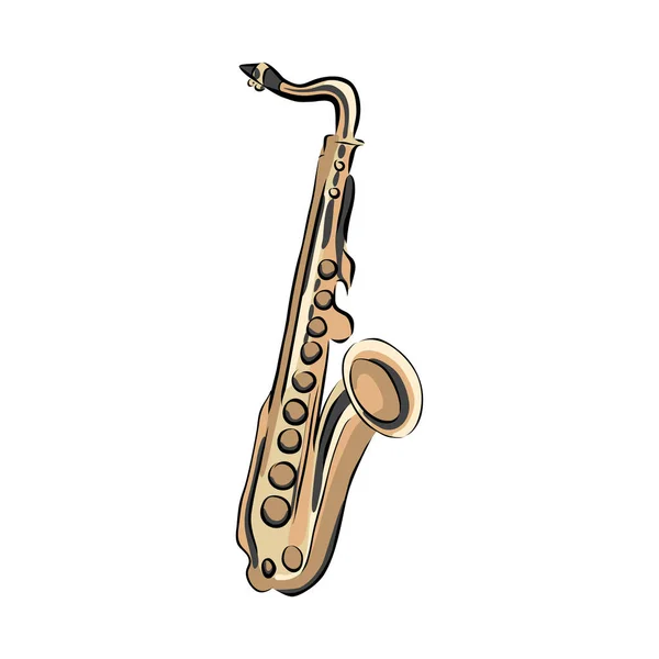 Instrumento Musical Saxofone Desenhado Mão Vetor —  Vetores de Stock