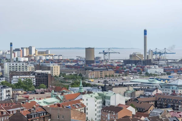 Stad Helsingborg Met Haven — Stockfoto