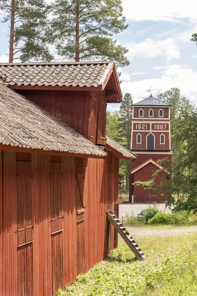 Rudá Stodola Historické Lokalitě Švédska — Stock fotografie