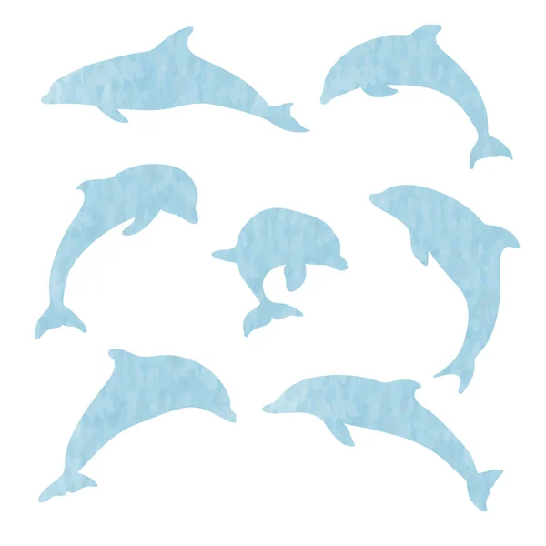 Set Von Strukturierten Delfinen Vektor — Stockvektor