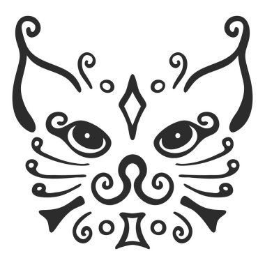 Çizgi sanatı soyut kedi yüzü, vektör