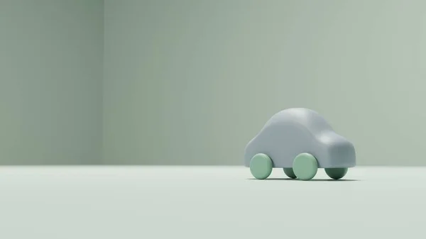 Yeşil arka plan oyuncak araba 3d render