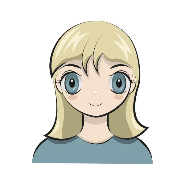 Anime Blondynka Dziewczyna Avatar Wektor — Wektor stockowy
