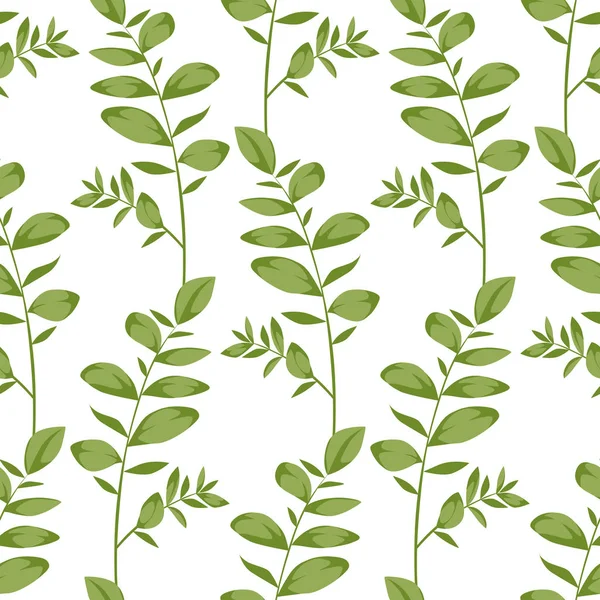 Vector Seamless Pattern Eucalyptus Branches White Background Can Used Trendy — Stock Vector