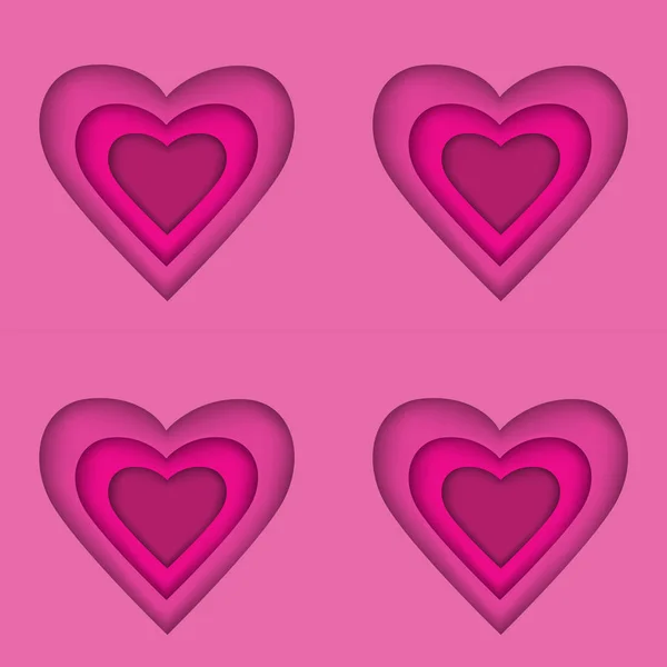 图案与剪纸心脏形状 情人节和贺卡背景的模板 五颜六色的向量例证 — 图库矢量图片