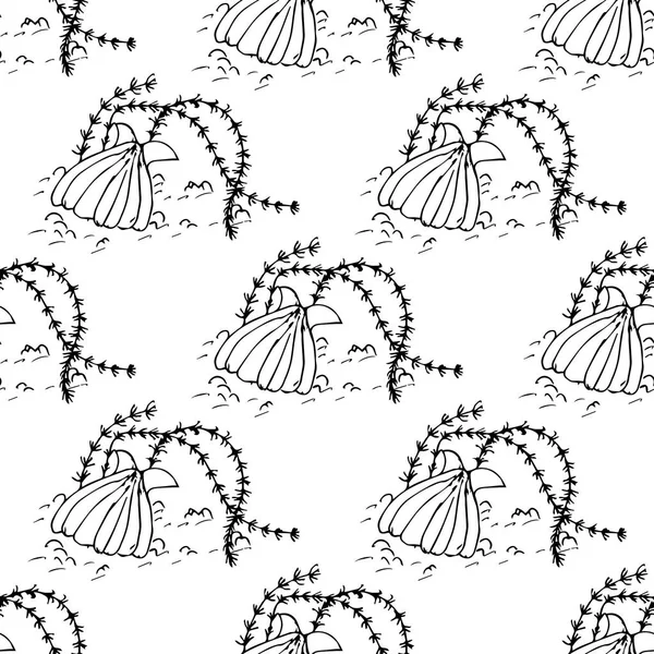 Безшовний Векторний Візерунок Ручними Шкаралупами Ескіз Графіка Дизайн — стоковий вектор