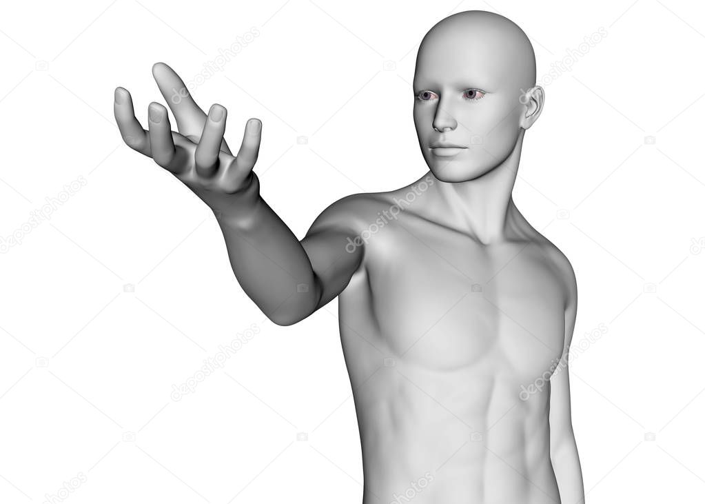 Man tending hand to help, 3D graphic 