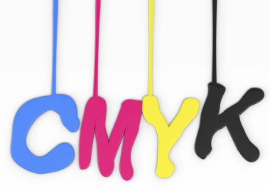 Beyaz arka plan üzerinde izole Cmyk kavramı 