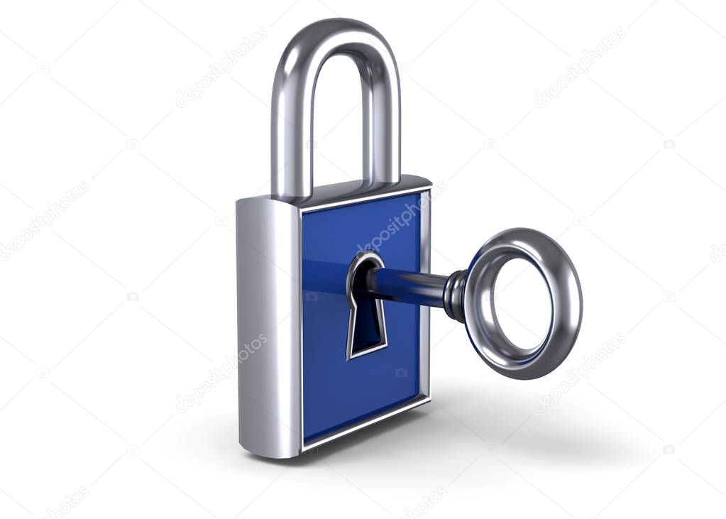 Lock and Key isolated on white background 