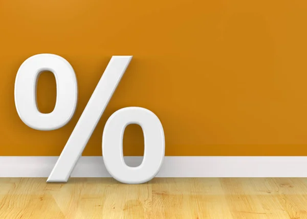 Percent Sign Orange Background Discount Concept — Stock Photo, Image