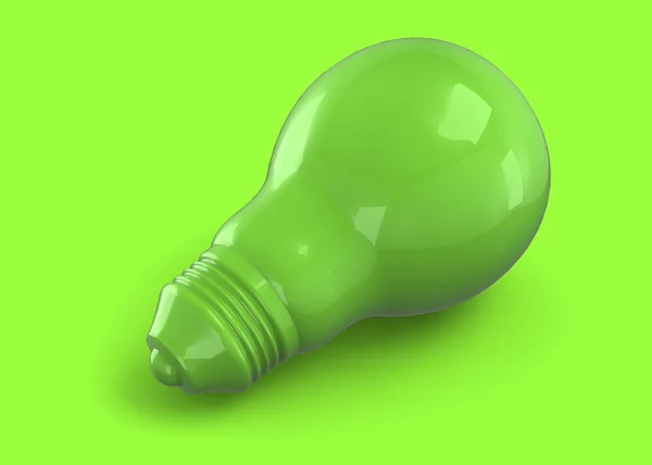 緑色のライトの電球 イラストレーション — ストック写真