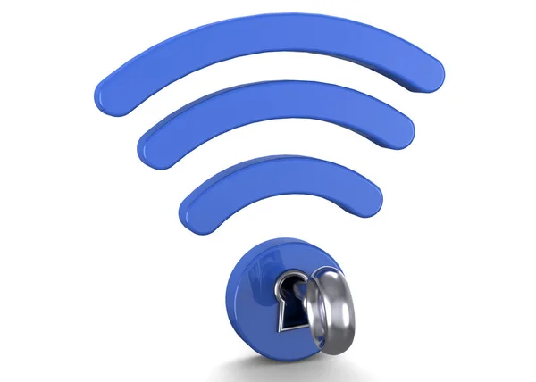 Modrá Wifi Bezpečnostní Cedule Obrázek — Stock fotografie