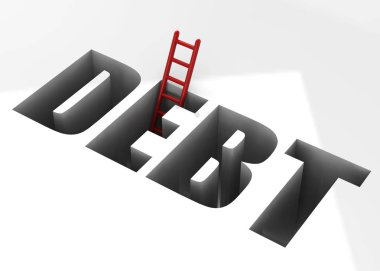 Borçları, 3d illüstrasyon kaçış